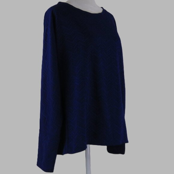 Dana Buchman Women's Blue Long-Sleeve Herring Bone Pullover Top Size XL (C1609) - Picture 3 of 7